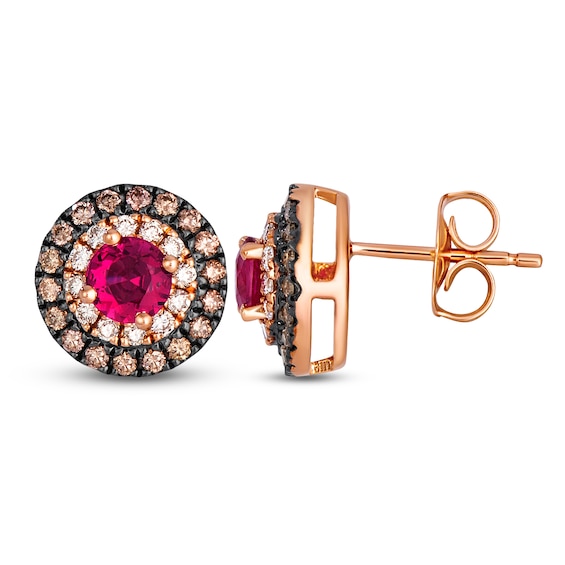 Le Vian Natural Ruby Stud Earrings 3/8 ct tw Diamonds 14K Strawberry Gold