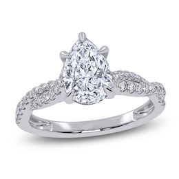Pear-Shaped Lab-Grown Diamond Engagement Ring 1-1/4 ct tw 14K White Gold