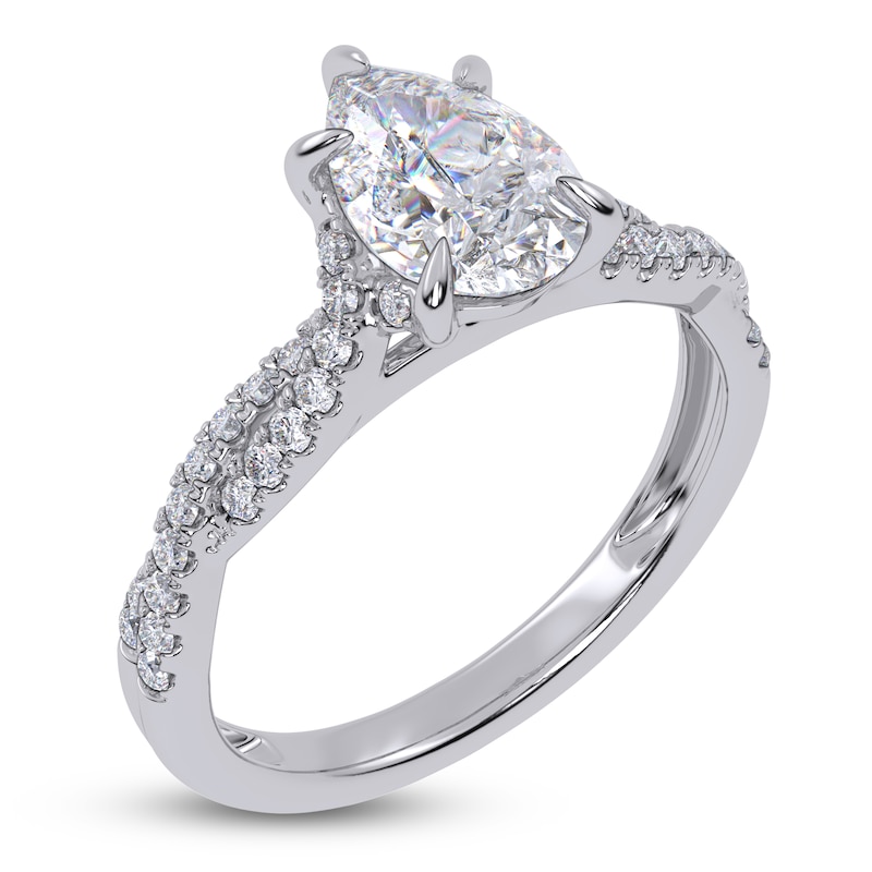 Main Image 2 of Pear-Shaped Lab-Grown Diamond Engagement Ring 1-1/4 ct tw 14K White Gold