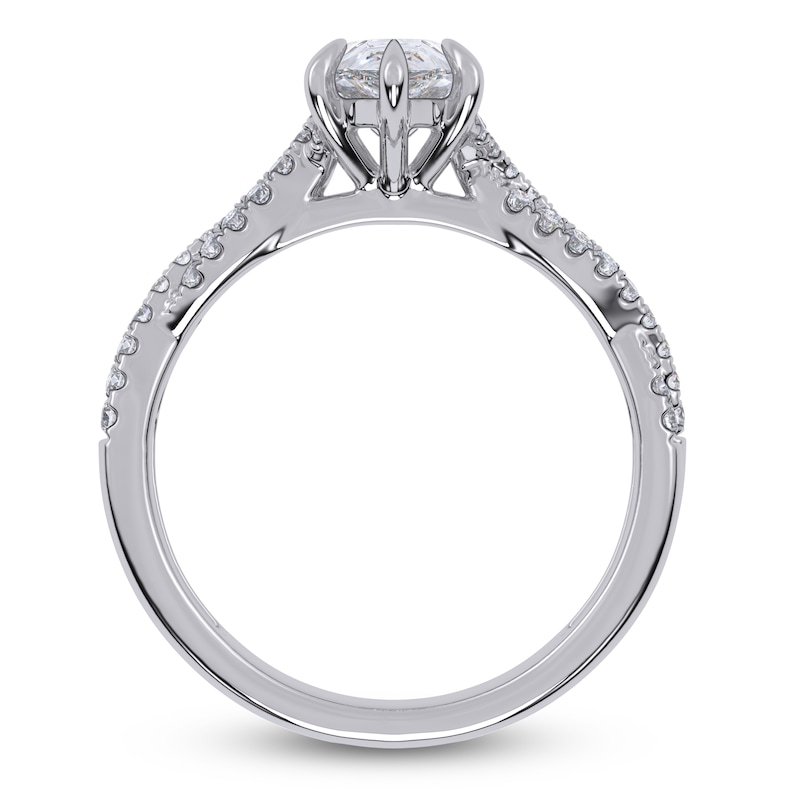 Main Image 4 of Pear-Shaped Lab-Grown Diamond Engagement Ring 1-1/4 ct tw 14K White Gold