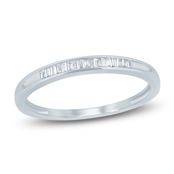 Chosen Certified Baguette-Cut Diamond&nbsp;Stackable Ring 1/15 ct tw 14K White Gold