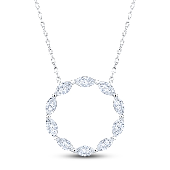 Jared Signature Marquise-Cut Lab-Grown Diamond Circle Outline Necklace 1 ct tw 14K White Gold 18"