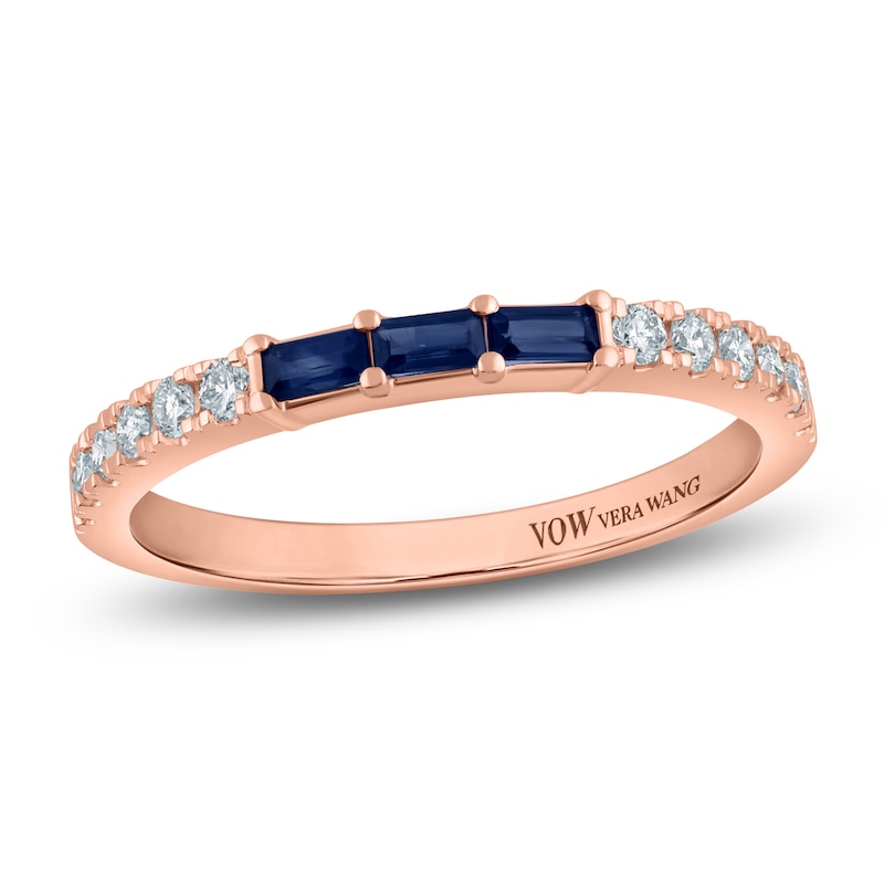 Main Image 1 of Vera Wang VOW Baguette-Cut Natural Sapphire & Certified Diamond Wedding Band 1/5 ct tw 14K Rose Gold