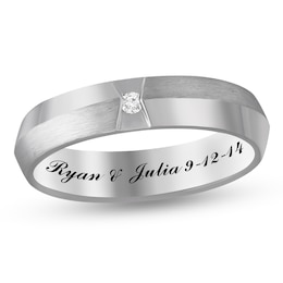 Engravable Bevel Wedding Band (1 Line)