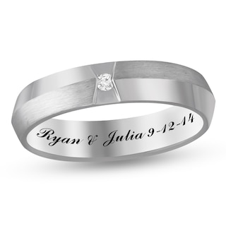 Engravable Bevel Wedding Band (1 Line)