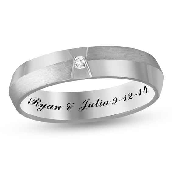 Engravable Bevel Wedding Band (1 Line)
