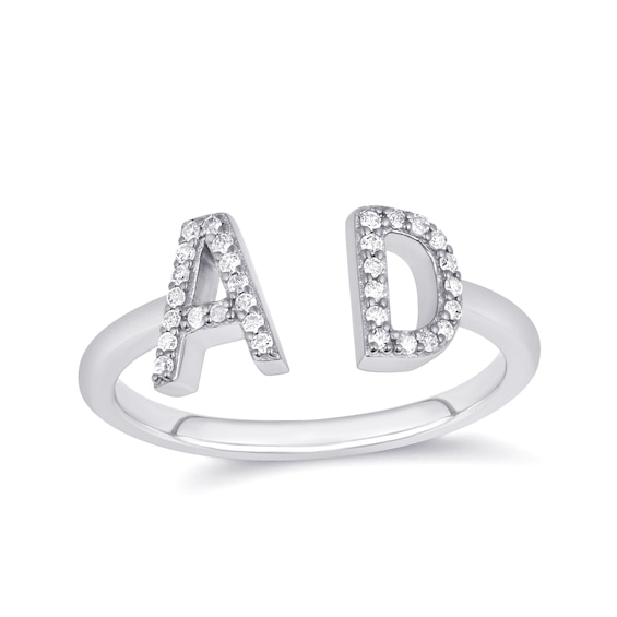 1/20 - 1/8 ct tw Diamond Couple's Initials Open Ring (2 Initials)