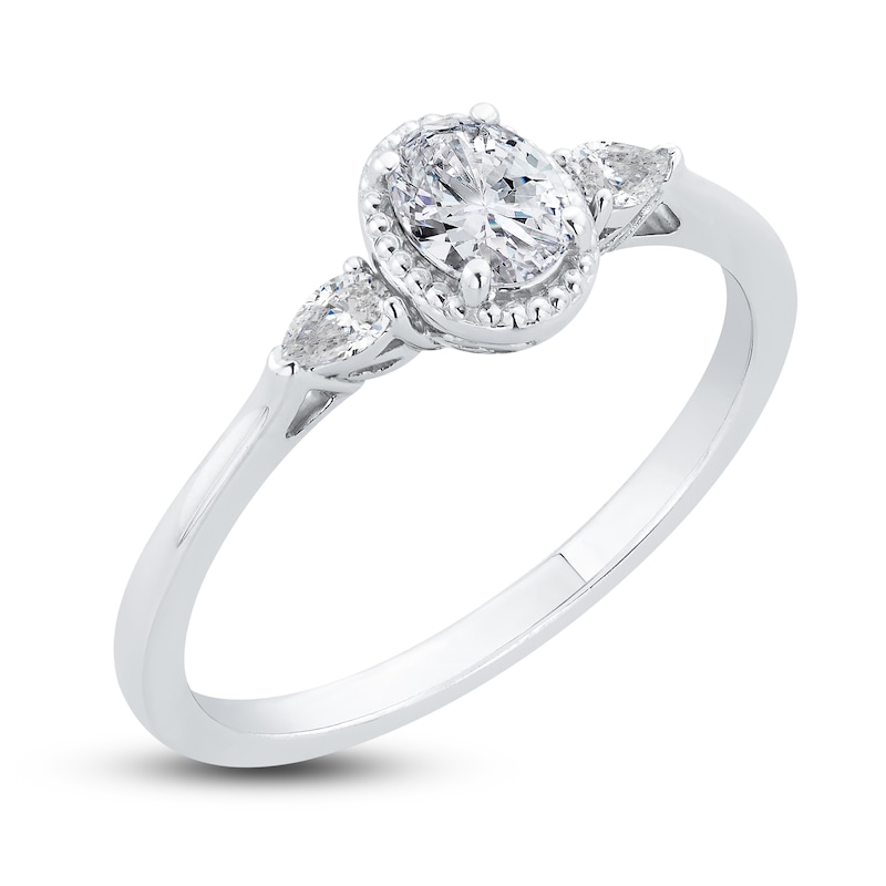 Main Image 2 of Diamond Engagement Ring 1/2 ct tw Oval/Pear-shaped 14K White Gold