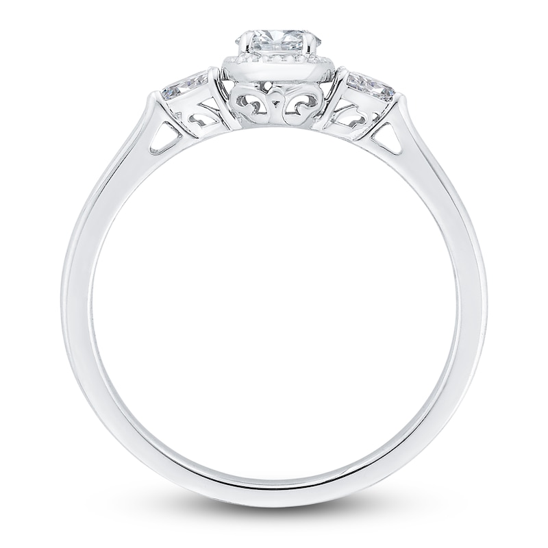 Main Image 3 of Diamond Engagement Ring 1/2 ct tw Oval/Pear-shaped 14K White Gold