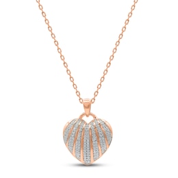 Diamond Heart Necklace 1/4 ct tw Round 14K Rose Gold 18"