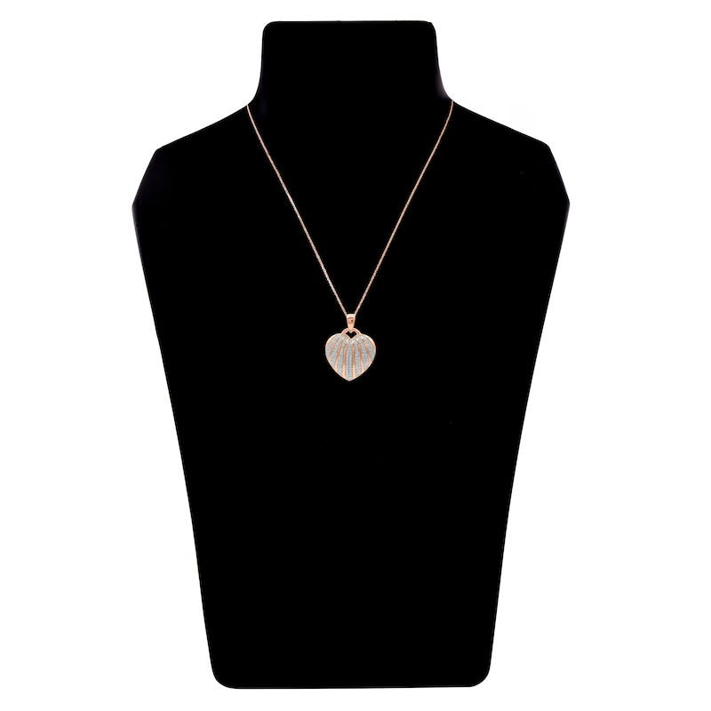 Main Image 2 of Diamond Heart Necklace 1/4 ct tw Round 14K Rose Gold 18"