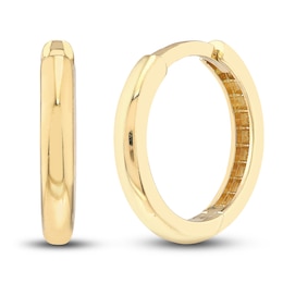 Polished Round Huggie Earrings 14K Yellow Gold 13.1mm