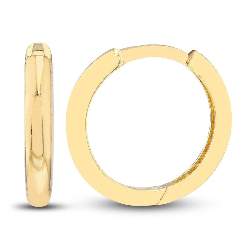 Main Image 2 of Polished Round Huggie Earrings 14K Yellow Gold 13.1mm