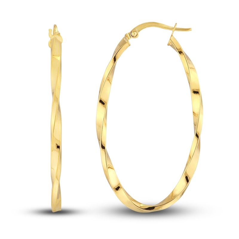 Main Image 2 of Polished Twisted Oval Hoop Earrings 14K Yellow Gold 22mm