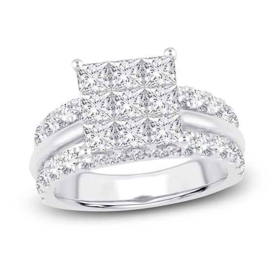 Diamond Engagement Ring 3 ct tw Round 14K White Gold