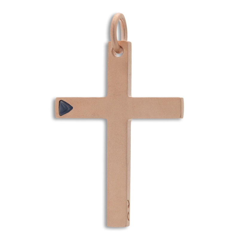Marco Dal Maso Men's Natural Blue Sapphire Cross Charm Sterling Silver/18K Rose Gold-Plated