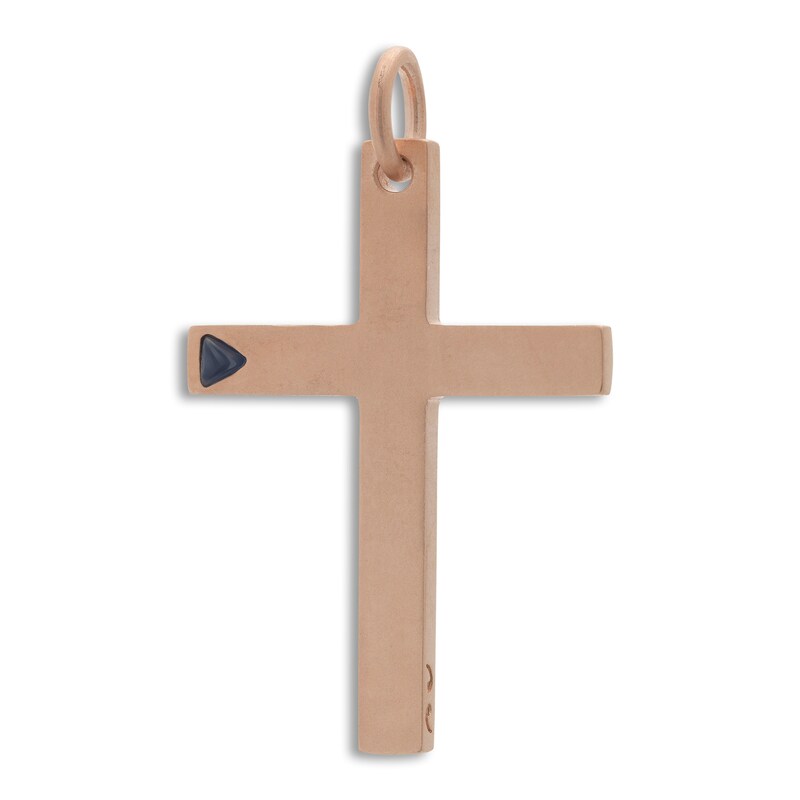 Marco Dal Maso Men's Natural Blue Sapphire Cross Charm Sterling Silver/18K Rose Gold-Plated