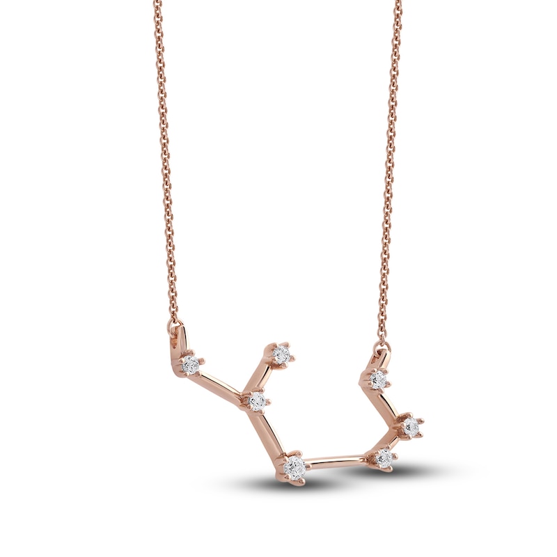 Main Image 2 of Diamond Sagittarius Constellation Necklace 1/6 ct tw Round 14K Rose Gold
