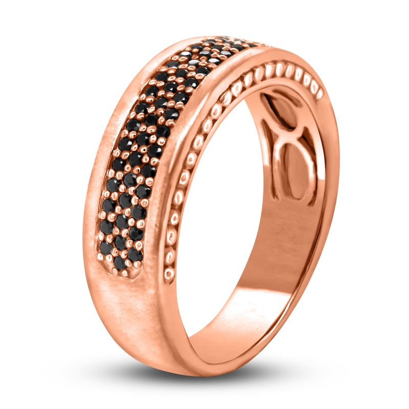 Main Image 2 of Men's Black Diamond Anniversary Ring 1/3 ct tw Round 14K Rose Gold