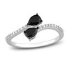 Thumbnail Image 0 of Black & White Diamond Ring 1/2 ct tw Round/Pear 14K White Gold