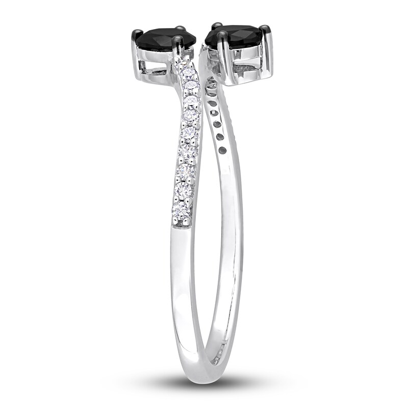 Black & White Diamond Ring 1/2 ct tw Round/Pear 14K White Gold