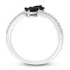 Thumbnail Image 2 of Black & White Diamond Ring 1/2 ct tw Round/Pear 14K White Gold