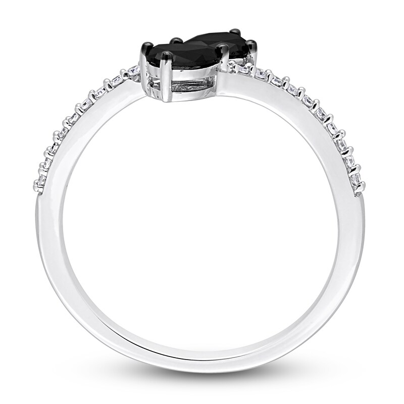 Black & White Diamond Ring 1/2 ct tw Round/Pear 14K White Gold