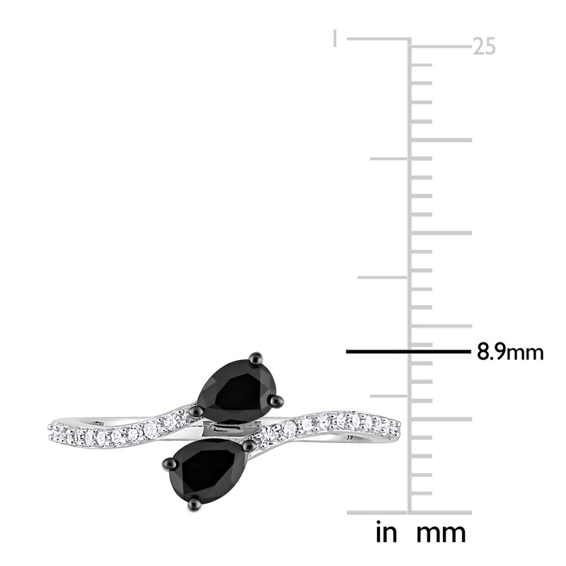Black & White Diamond Ring 1/2 ct tw Round/Pear 14K White Gold