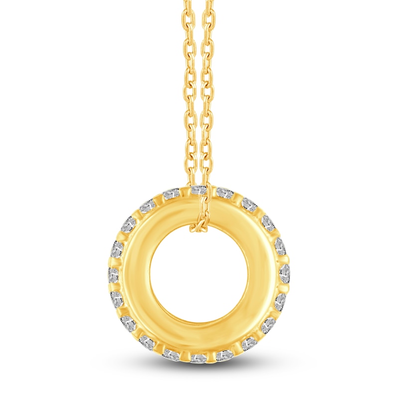 Main Image 3 of Diamond Pendant Necklace 1/4 ct tw Round 10K Yellow Gold 18"