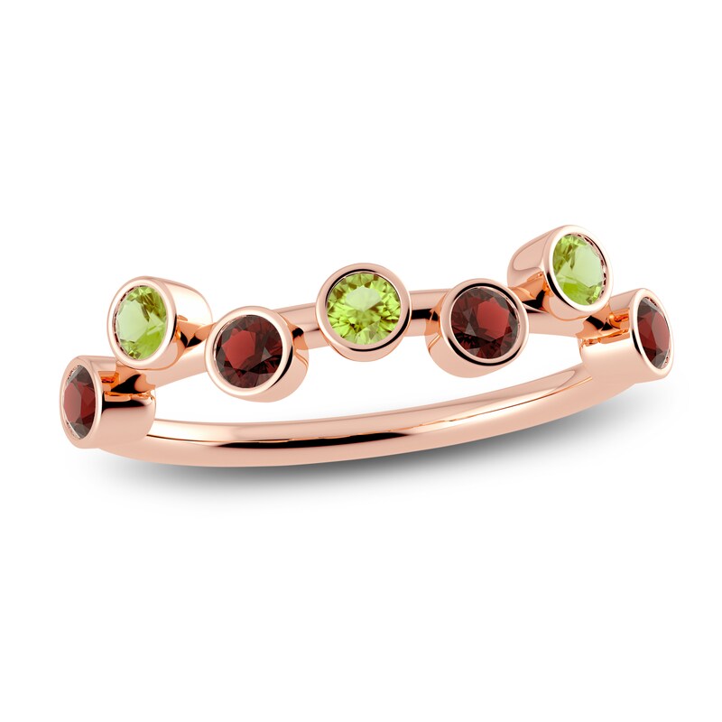 Main Image 1 of Juliette Maison Natural Garnet & Natural Peridot Ring 10K Rose Gold