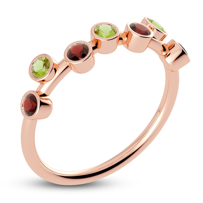 Main Image 2 of Juliette Maison Natural Garnet & Natural Peridot Ring 10K Rose Gold