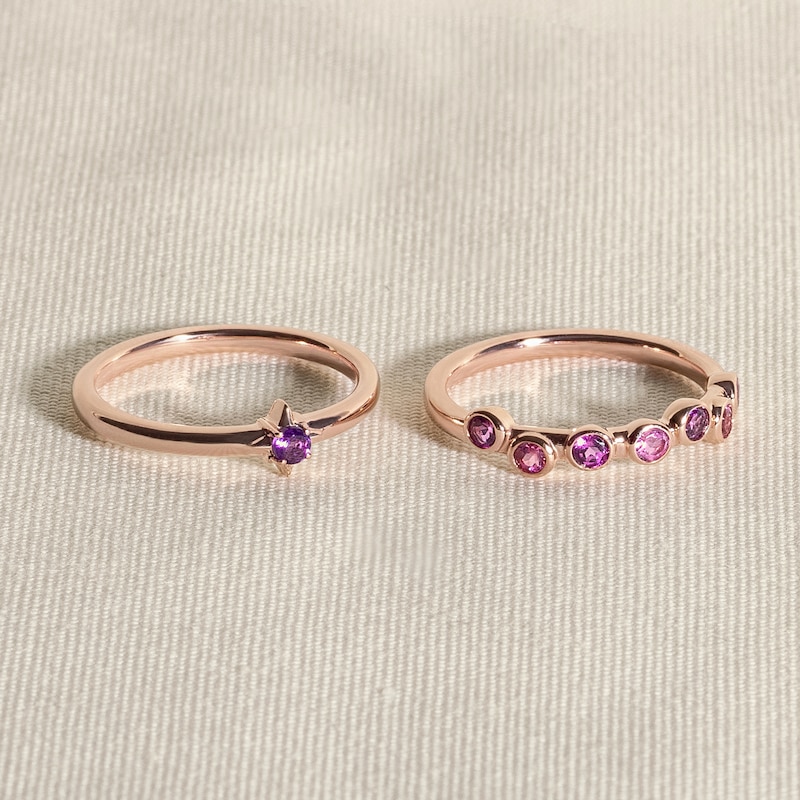 Main Image 4 of Juliette Maison Natural Pink Tourmaline & Natural Blue Zircon Ring 10K White Gold