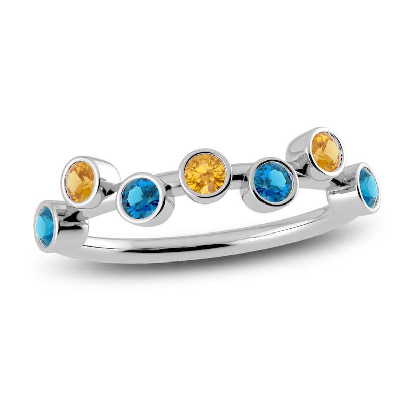 Main Image 1 of Juliette Maison Natural Citrine & Natural Blue Zircon Ring 10K White Gold