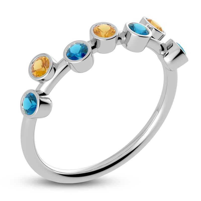 Main Image 2 of Juliette Maison Natural Citrine & Natural Blue Zircon Ring 10K White Gold