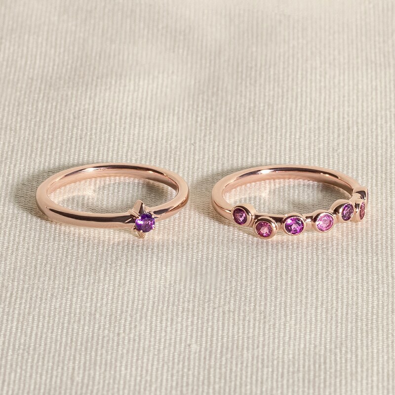 Main Image 4 of Juliette Maison Natural Rhodolite Garnet & Natural Blue Zircon Ring 10K Yellow Gold