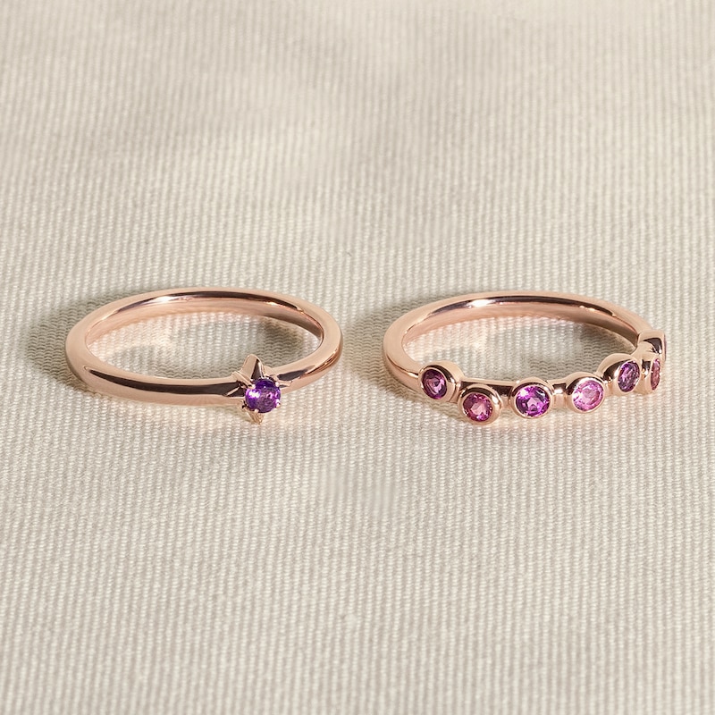 Main Image 4 of Juliette Maison Natural Ruby Starburst Ring 10K Rose Gold