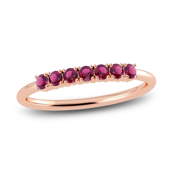 Juliette Maison Natural Rhodolite Garnet Half Eternity Ring 10K Rose Gold