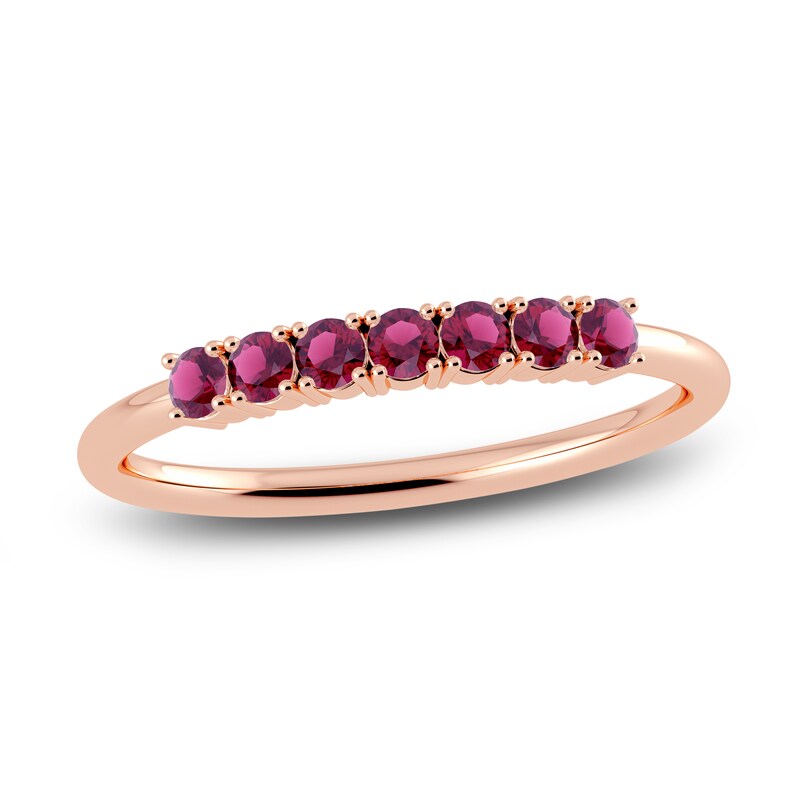 Main Image 1 of Juliette Maison Natural Rhodolite Garnet Half Eternity Ring 10K Rose Gold