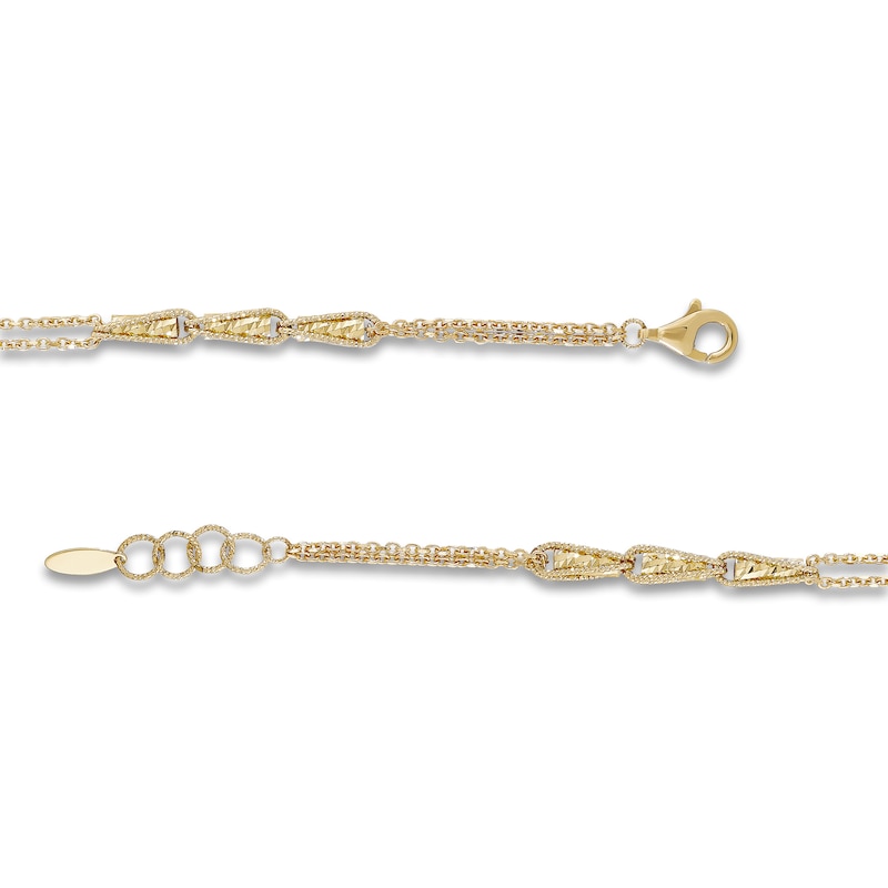 Italia D'Oro Triangle Link Bracelet 14K Yellow Gold 7.5"
