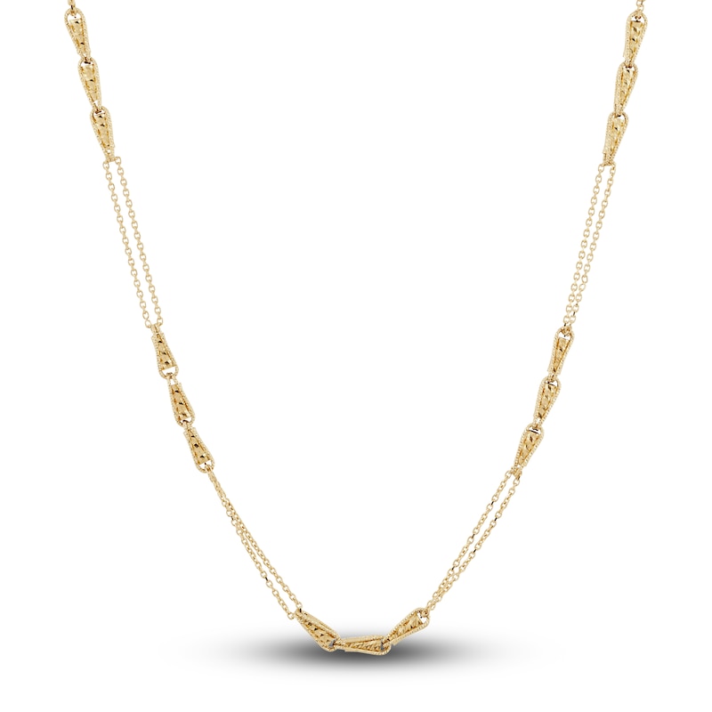 Italia D'Oro Triangle Link Necklace 14K Yellow Gold 17"