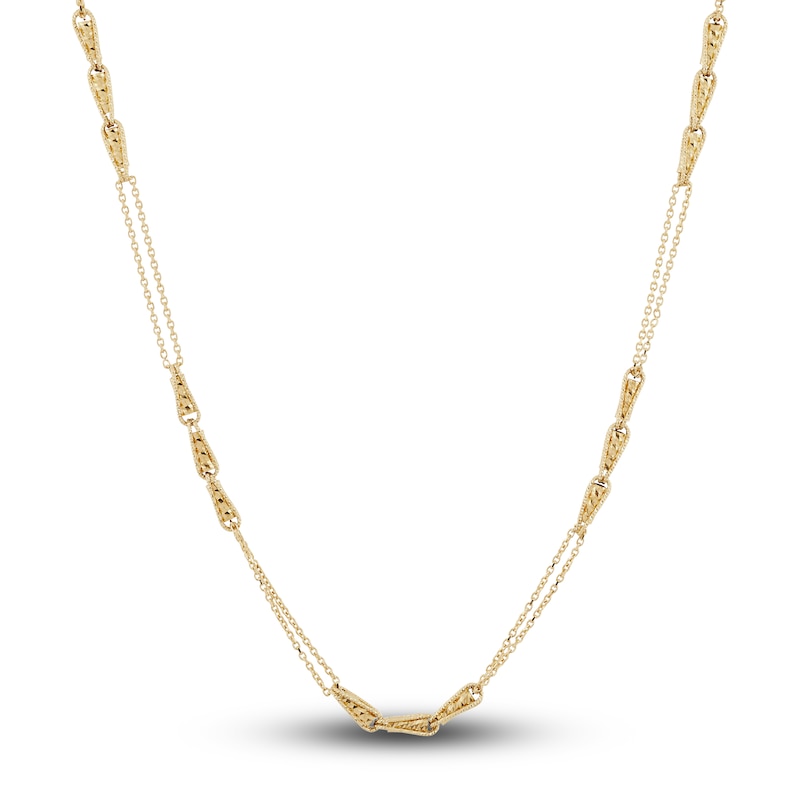 Main Image 1 of Italia D'Oro Triangle Link Necklace 14K Yellow Gold 17"