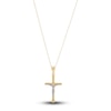 Thumbnail Image 1 of Round Angel Crucifix Pendant Necklace 14K Two-Tone Gold 13"
