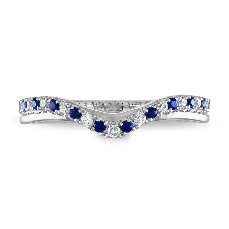 Vera Wang WISH Sapphire/Diamond Wedding Band 1/10 ct tw 14K White Gold