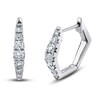 Shy Creation Diamond Huggie Earrings 3/8 ct tw Round 14K White Gold SC22007950