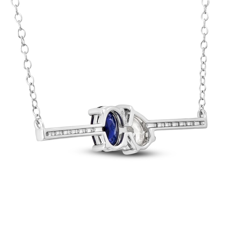 Main Image 2 of Blue & White Lab-Created Sapphire Necklace 10K White Gold 18"
