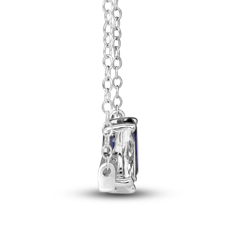 Blue & White Lab-Created Sapphire Pendant Necklace 10K White Gold 18"