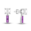 Thumbnail Image 1 of Juliette Maison Natural Amethyst Baguette and Freshwater Cultured Pearl Earrings 10K White Gold