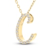 Thumbnail Image 2 of Diamond Initial C Pendant Necklace 1/10 ct tw Round 10K Yellow Gold 18"