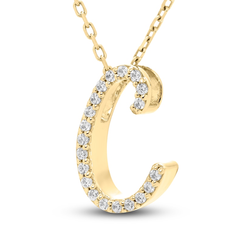 Main Image 2 of Diamond Initial C Pendant Necklace 1/10 ct tw Round 10K Yellow Gold 18"