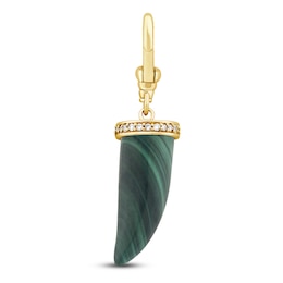Charm'd by Lulu Frost 10K Yellow Gold 1/10 ct tw Diamond Halo 15MM Malachite Fearless Charm